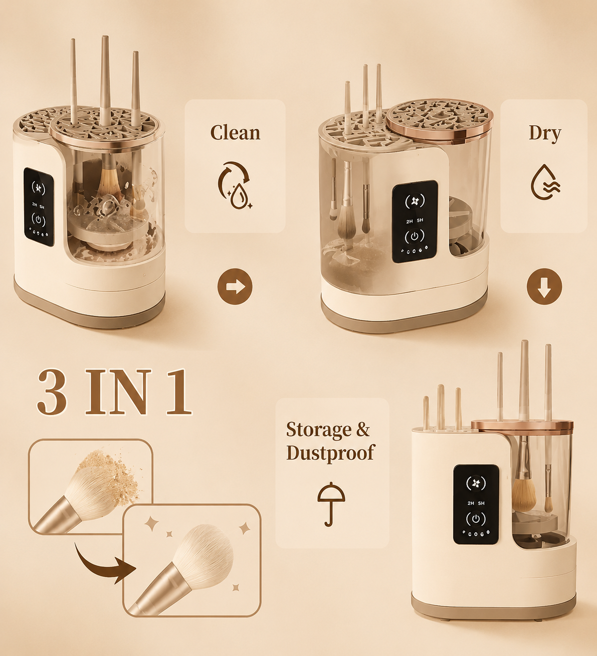 3-in-1 Automatic Makeup Brush Cleaner & Dryer